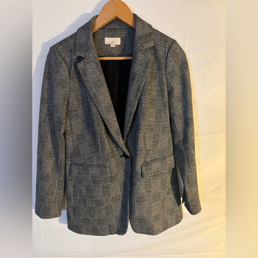 LOFT Gray Plaid Blazer